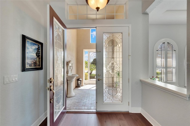 entryway featuring dark hardwood / wood-style flooring and a healthy amount of sunlight