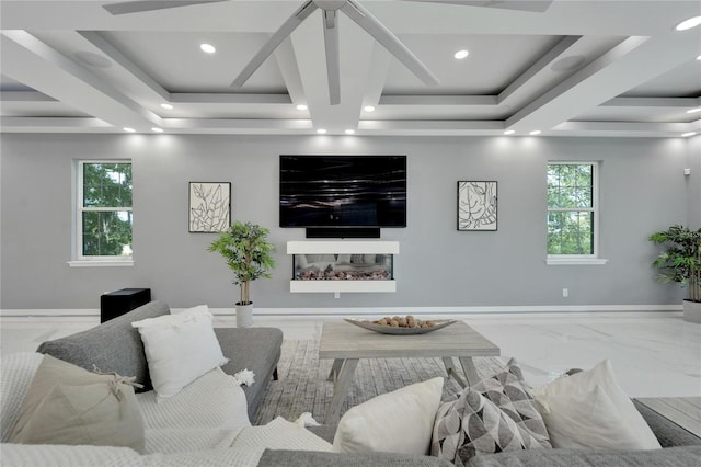 living room featuring tile flooring