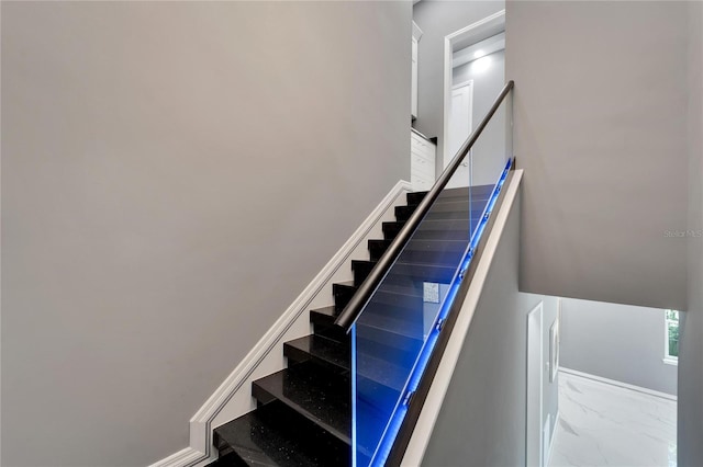 stairway with tile floors