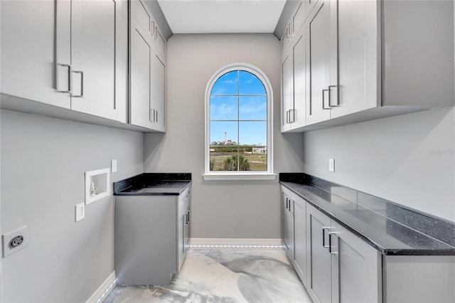 kitchen with gray cabinetry