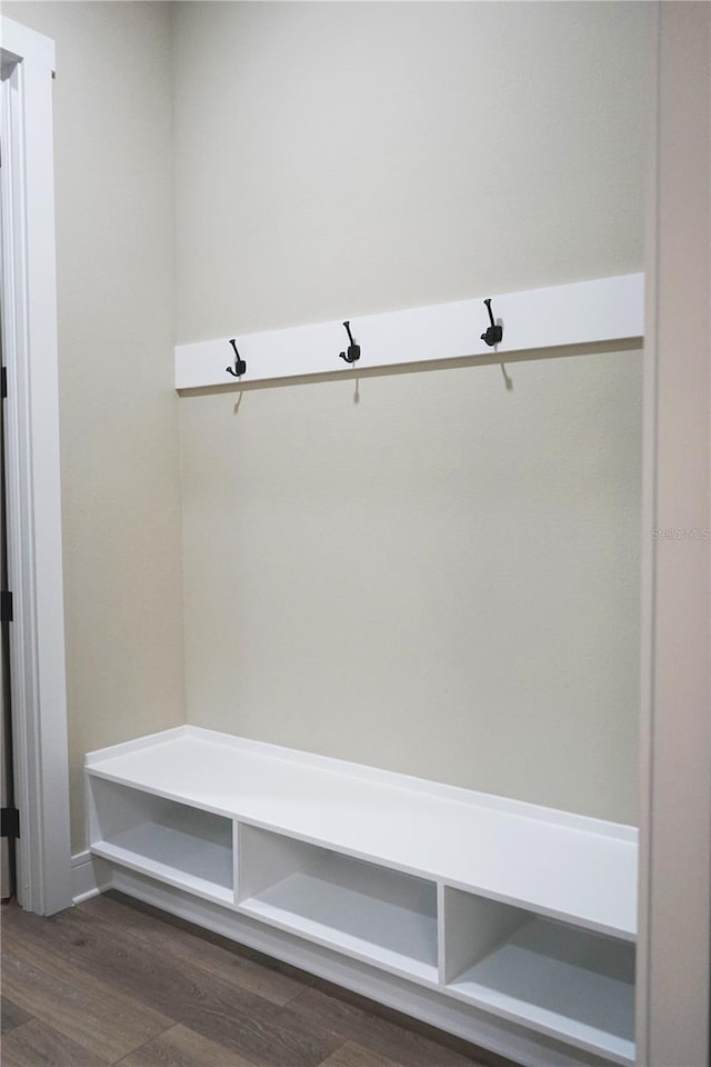 mudroom with dark hardwood / wood-style flooring