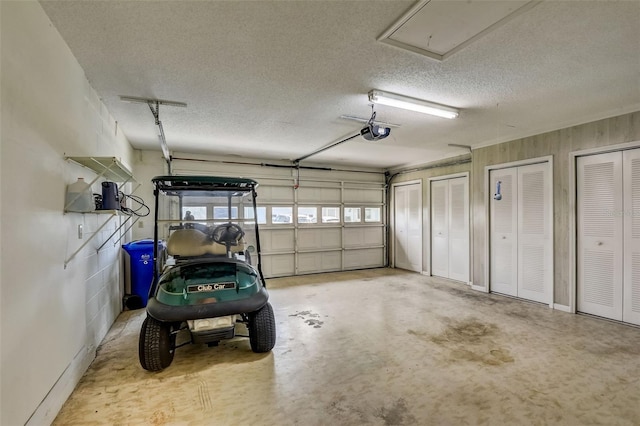 garage with a garage door opener