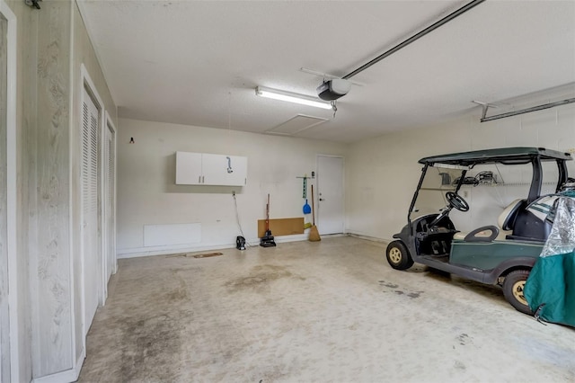 garage with a garage door opener