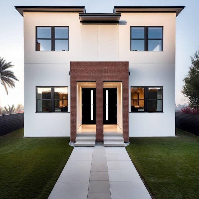 view of front of home with a front yard