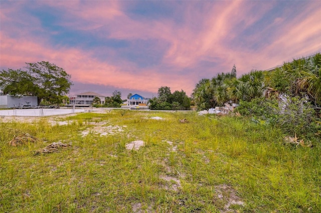 view of yard at dusk