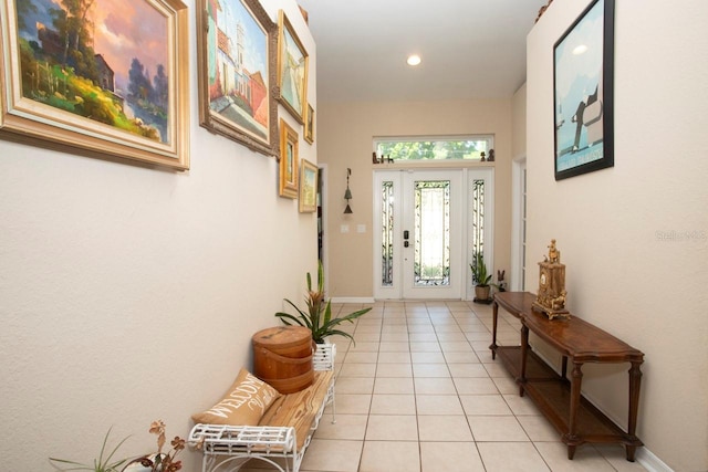 interior space featuring light tile patterned floors