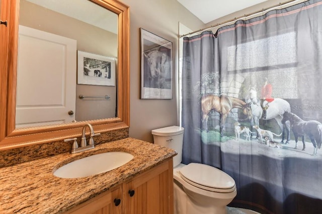 bathroom featuring toilet and large vanity