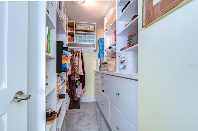 walk in closet featuring carpet