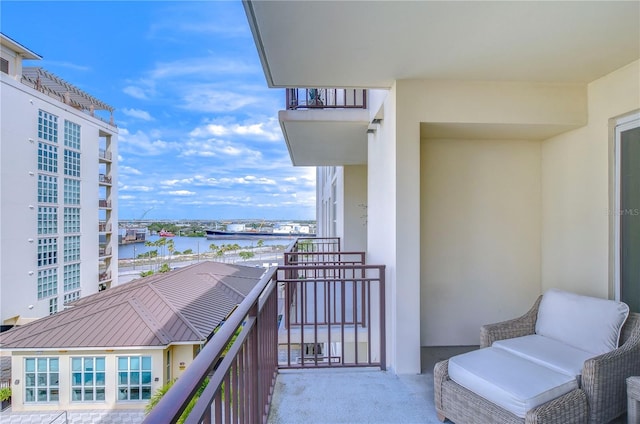 balcony with a water view