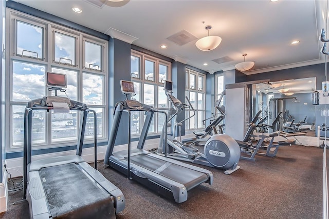 workout area with a wealth of natural light