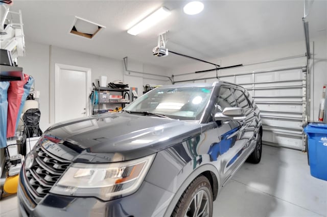 garage with a garage door opener