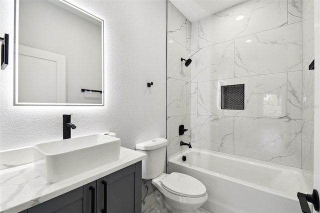 3230 Azalea Dr Lot 13, Hernando Beach, FL 34607 - full bathroom featuring a textured wall, toilet, vanity, and bathing tub / shower combination