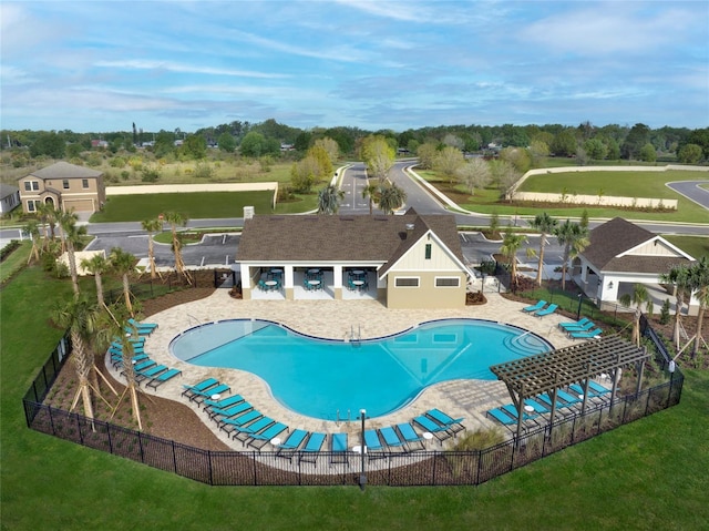 view of swimming pool featuring a patio