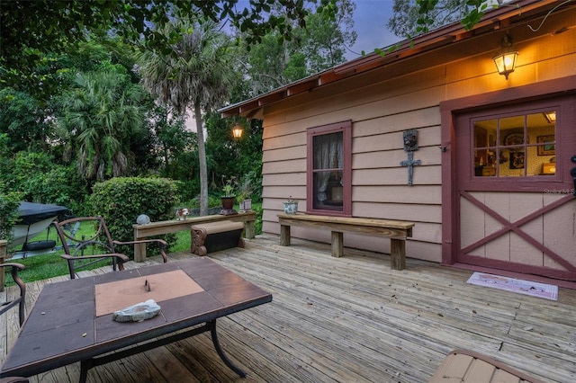 view of deck at dusk