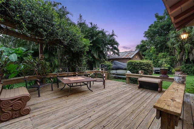 view of deck at dusk