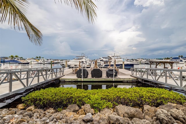 dock area featuring a water view