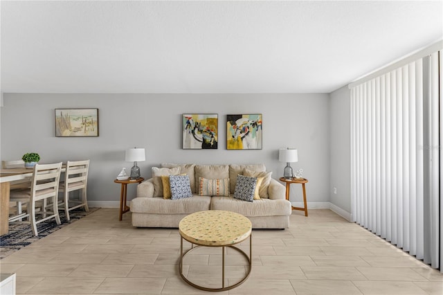 living room with baseboards