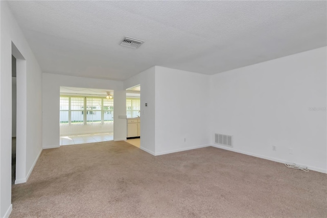 carpeted spare room featuring a textured ceiling