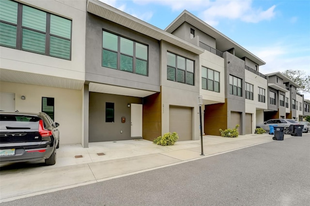 view of building exterior with a garage