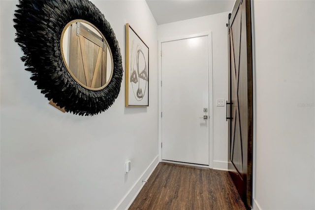 entryway with dark hardwood / wood-style flooring