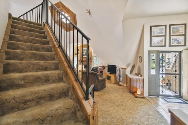 stairs with tile floors