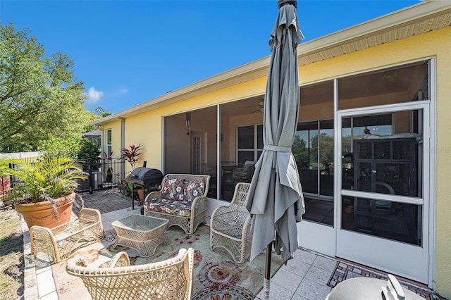 view of patio / terrace featuring an outdoor living space