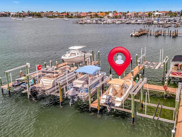 dock area featuring a water view