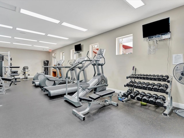 gym with a wealth of natural light