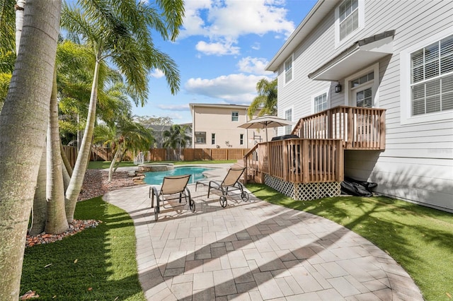 view of patio featuring a swimming pool side deck