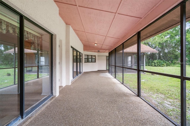 view of unfurnished sunroom