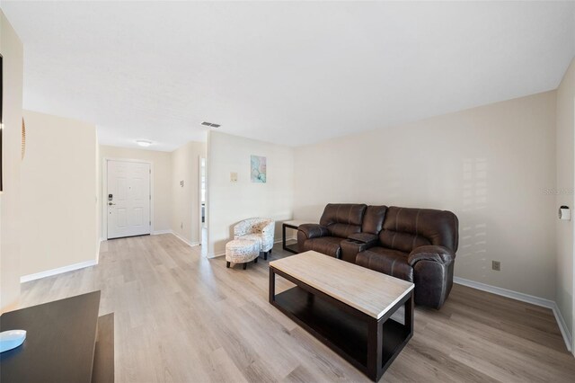 living room featuring light hardwood / wood-style floors