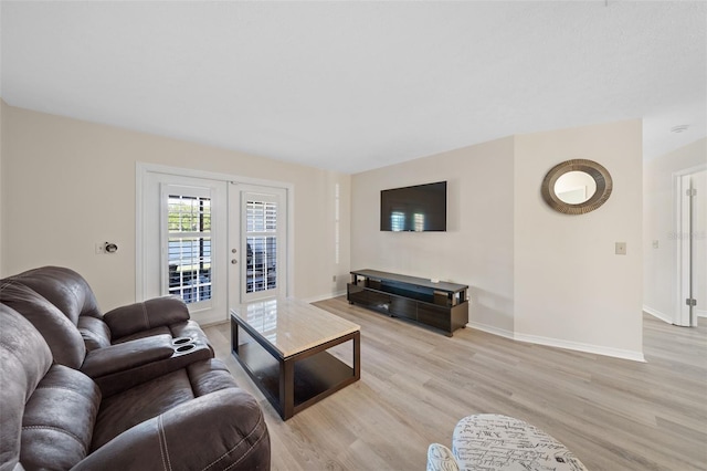 living room featuring light hardwood / wood-style flooring