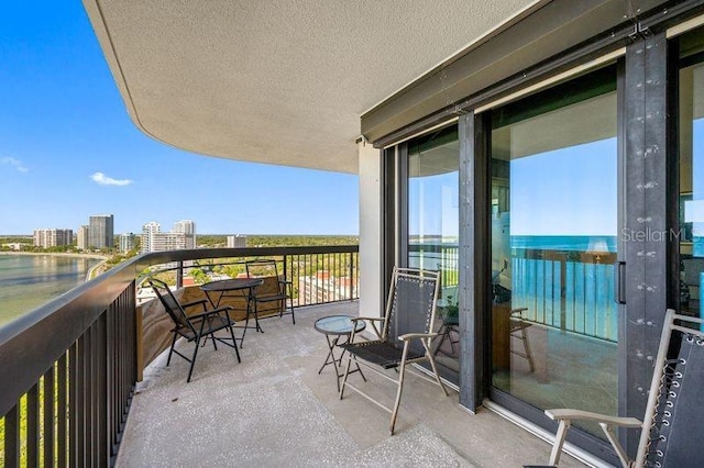 balcony with a water view