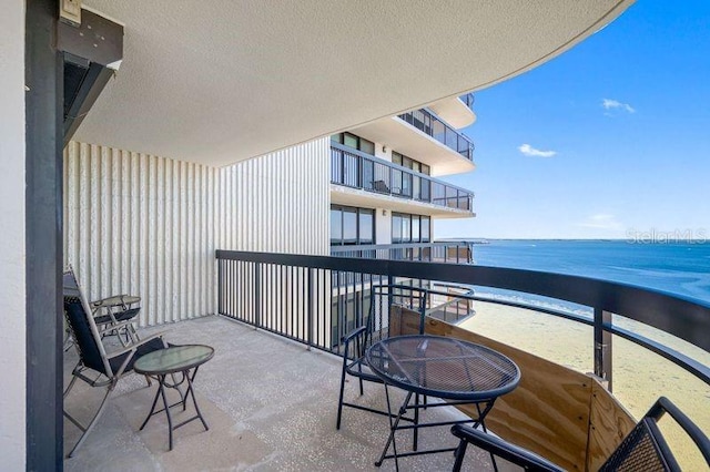 balcony with a water view