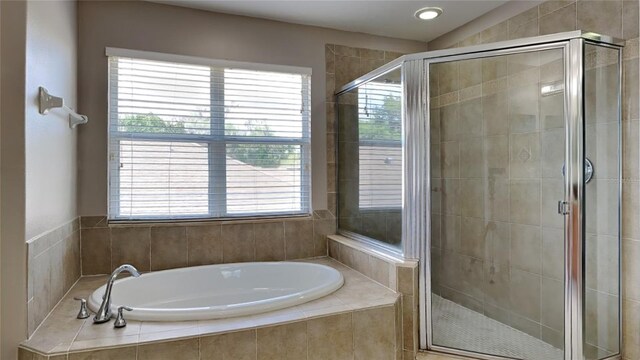 bathroom with plus walk in shower