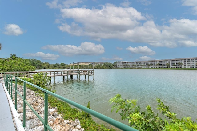 view of dock featuring a water view