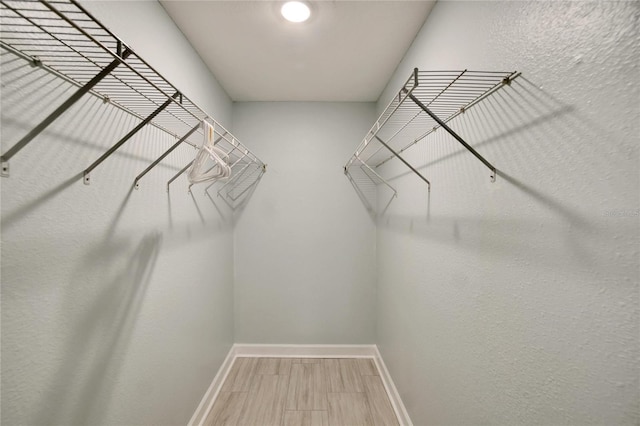 spacious closet featuring light wood-type flooring