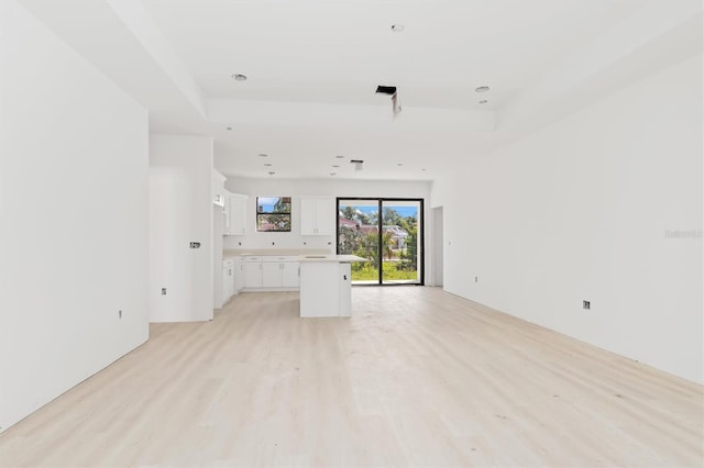 unfurnished living room with light hardwood / wood-style flooring