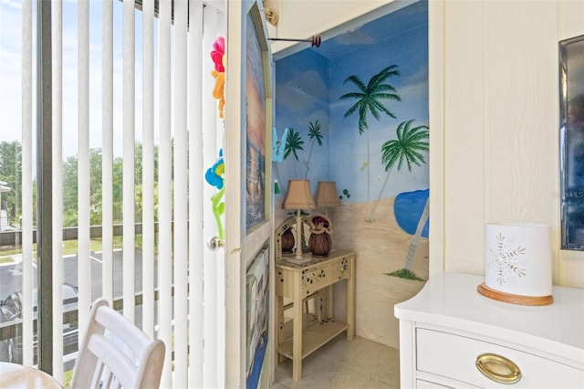 interior space featuring light tile flooring