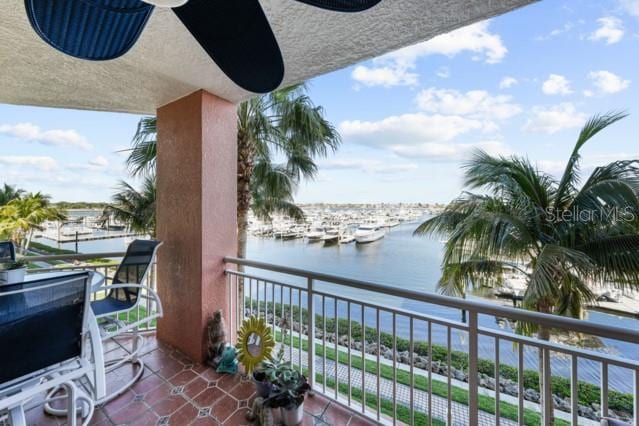 balcony with a water view