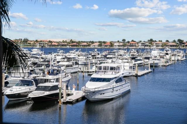 view of dock featuring a water view