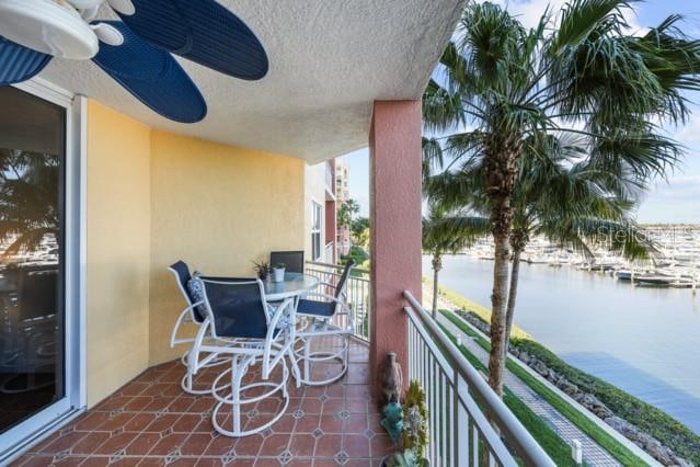 balcony with a water view