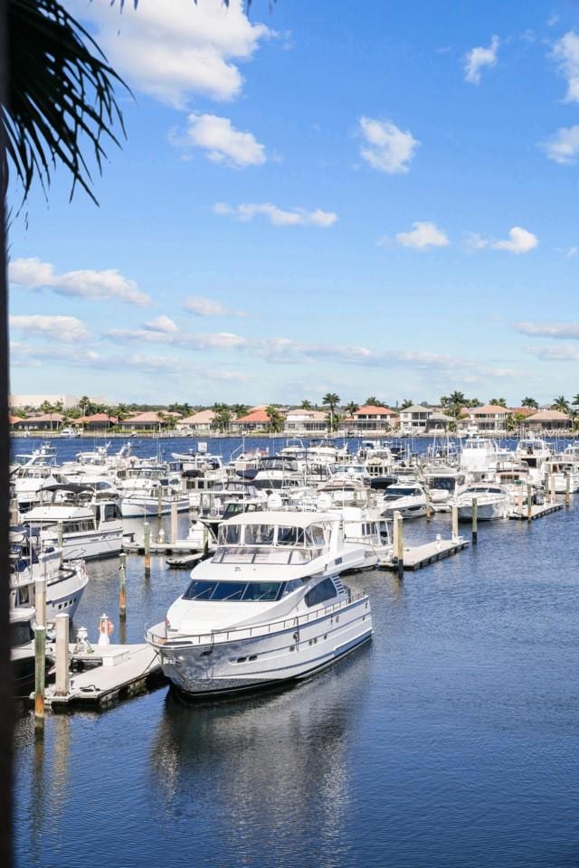 view of dock featuring a water view