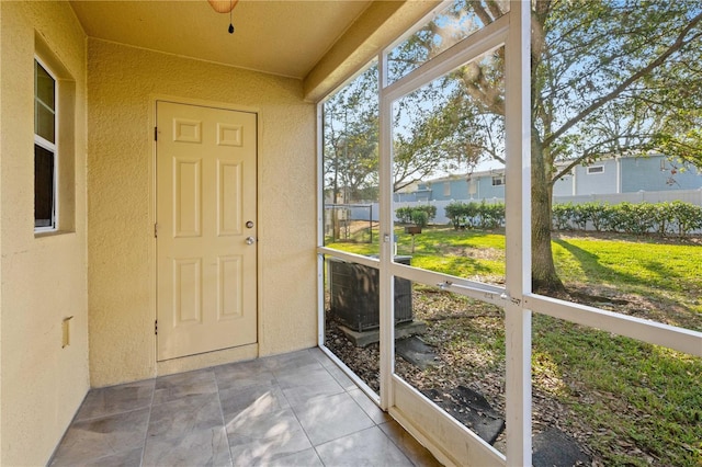 view of unfurnished sunroom