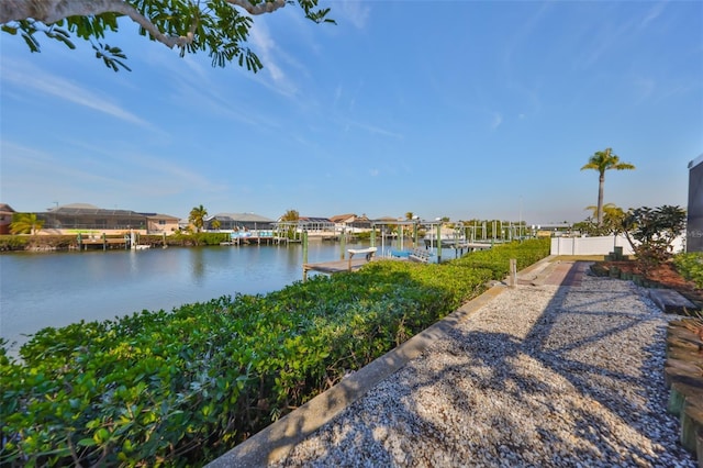 water view featuring a boat dock