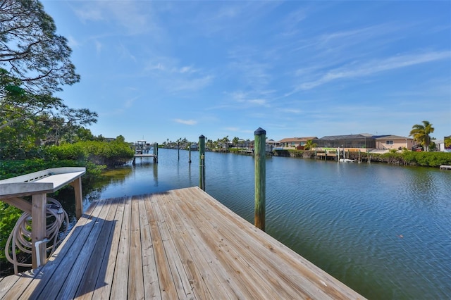 view of dock featuring a water view