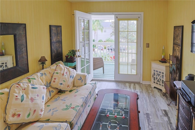 living room with light wood-type flooring