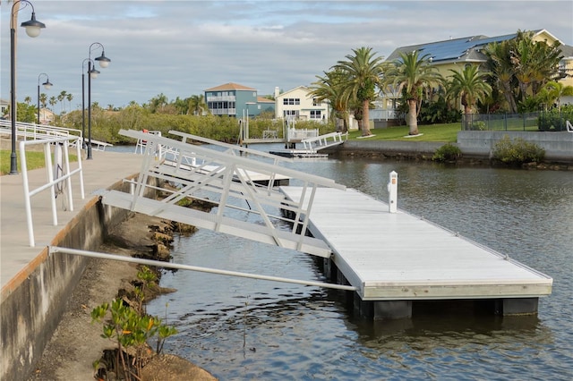 dock area featuring a water view