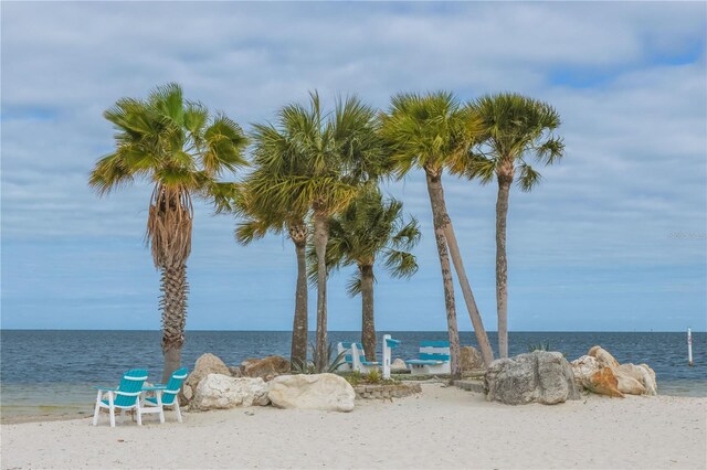 view of water feature with a view of the beach