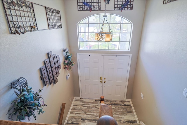 entryway with wood-type flooring